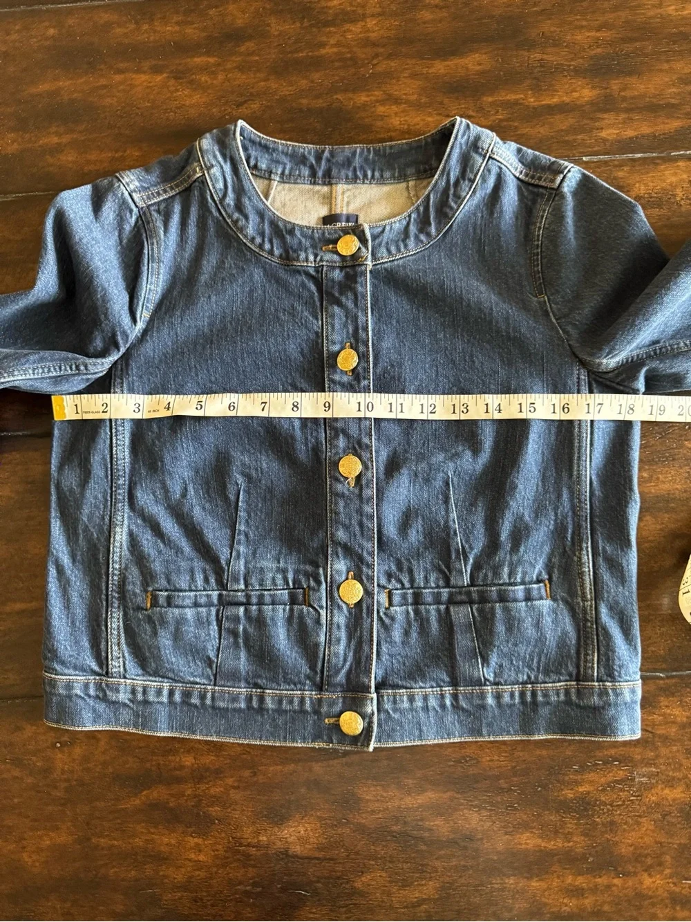 J. Crew Louisa Dark Blue Denim Jacket with Gold Buttons